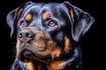 Rottweiler in studio setting against black backdrop, Royalty Free Stock Photo