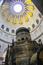 The Rotunda above the Edicule in the Church of the Holy Sepulchre in the old city of Jerusalem