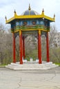 Rotunda arbor `A lunar calendar` in the Friendship park. Elista, Kalmykia