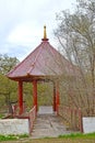 Rotunda in the Druzhba park on a spring day. Elista, Kalmykia