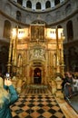 Rotunda of Holy Sepulcher church.Night liturgy. Royalty Free Stock Photo