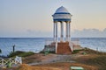 Rotunda on the ocean. Beautiful seascape with architectural structure