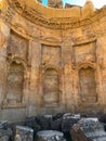 Rotunda temple ruins in ancient Heliopolis. Baalbek, Beqaa Valley, Lebanon