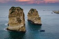 Rouche rocks in Beirut, Lebanon in the sea