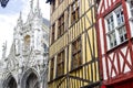 Rouen - Exterior of ancient houses and church