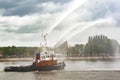 CAPITAINE JEAN THOMAS name old wood boat on the river Seine Armada parade exhibition Royalty Free Stock Photo