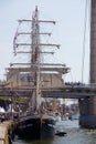 Belem is a three-masted barque on the Seine river, for Armada exhibition. Rouen. France.