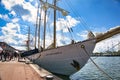 Sailing ship Santa Maria Manuela, Portuguese white fleet Lugger on the Seine river for Armada exhibition in France