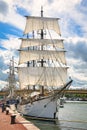 Le Marite, French three-masted schooner on the Seine river for Armada exhibition in France Royalty Free Stock Photo