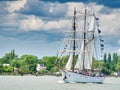 Le Marite, French three-masted schooner on the Seine river for Armada exhibition in France Royalty Free Stock Photo