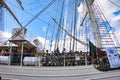 Sailing ship Santa Maria Manuela, Portuguese white fleet Lugger on the Seine river for Armada exhibition in France