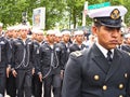 Sailors parade in streets at the festival of the Navy. Armada meeting in France