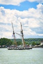 Armada exhibition greatest sailboats at Rouen dock on Seine river. International meeting for biggest old schooners and frigates