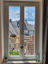 Rouen, France - June 2019: modern minimalistic interior design of one of the flats in old buildings in Rouen, Normandie. Window