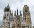 Detail view of the facade of the cathedral in Rouen