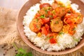 rougail saucisse and rice Royalty Free Stock Photo