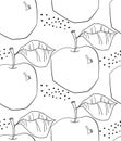 Rough abstract black countered on white apples with leaf and dot