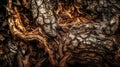 Rough and barky textures tree trunk. AI generated Royalty Free Stock Photo