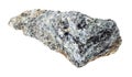 rough biotite nepheline syenite rock on white