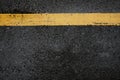 rough black asphalt road and yellow traffic lines ,this image for texture and transport Royalty Free Stock Photo