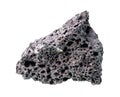 Rough black pumice rock cutout on white