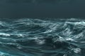 Rough blue ocean under dark sky Royalty Free Stock Photo