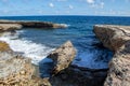 Rough coast of Curacao caribbean sea Royalty Free Stock Photo