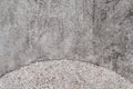 Rough concrete texture with pebbles. Grey asphalt road top view photo Royalty Free Stock Photo