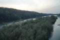 Rough course of the river in the city of Chernivtsi. View from the bridge. Royalty Free Stock Photo