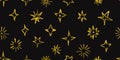 Rough crayon twinkle stars seamless pattern vector illustration Royalty Free Stock Photo
