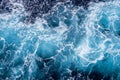 Rough deep turquoise and blue Mediterranean sea with white foam texture background Royalty Free Stock Photo