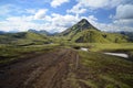 Rough dirt road in the mountains in Iceland