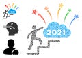 Rough 2021 Fireworks Cloud Steps Icon Mosaic