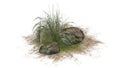 Rough Grass between Granite stones on a sand erea Royalty Free Stock Photo