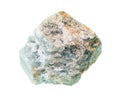 rough green apatite stone cutout on white
