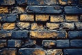 Rough grunge black brick wall texture background. Old dark stone, brickwork Royalty Free Stock Photo