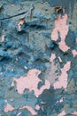 Rough textured blue wall with stains, selective focus Royalty Free Stock Photo