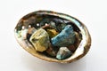 Rough Healing Crystals and Abalone Seashell