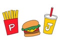 Rough illustration of cheeseburger set