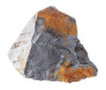 rough iron ore hematite on white