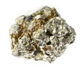 rough iron pyrite (sulfur pyrite) rock on white