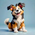 Rough lassie border collie puppy dog happy cartoon pet