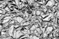 Rough Monochrome Crumpled Foil Texture. Metallic Black & White Background Royalty Free Stock Photo