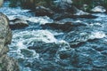 Rough mountain river stream, colorful nature, outdoor environment, small rapids, fast stream,