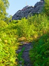 Rough narrow path to Birchen Edge cliff face