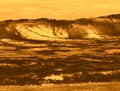 Rough ocean sea water background. Stormy water in sepia colour.