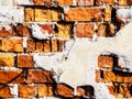 Rough old orange brick wall texture background. Close up image Royalty Free Stock Photo