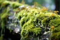 Rough Overgrown lichen stone. Generate Ai Royalty Free Stock Photo