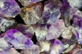 Rough purple amethysts with citrine.