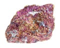 rough purple Chalcopyrite (Copper Pyrite) on white